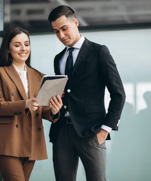 male-female-business-people-working-tablet-office_1303-22826 corporate uniform